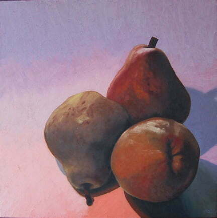 Three Pears Askewoil on board, 18 x 18", 2010
