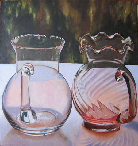 Two Pitchers and Landscapeoil on board, 36 x 36", 2008